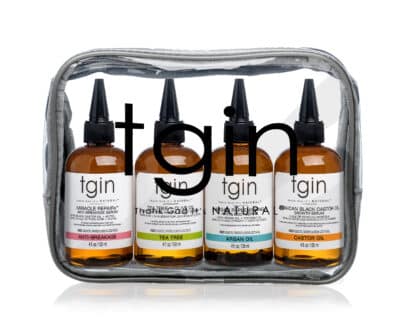 tgin Serum Pack with four assortments of hair, body and scalp oils for growth, scalp irritation, frizz and anti-breakage.