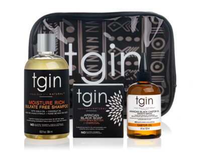 tgin Mens Bundle with Moisture Rich Sulfate Free Shampoo, Black Castor Oil and African Black Soap