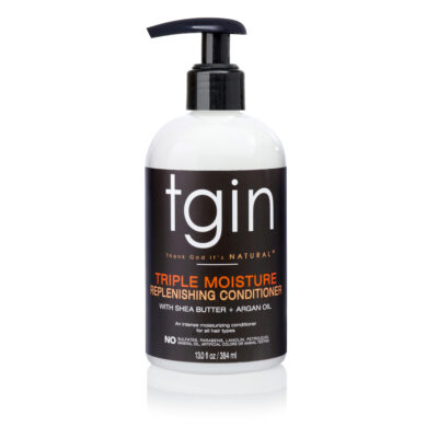 tgin Triple Moisture Replenishing Conditioner with shea butter and argan oil for intense moisture.